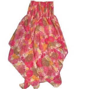 🌷 Steve Madden 🌷 Vibrant Pink Floral Print Chiffon Shirred Top Dress or Skirt